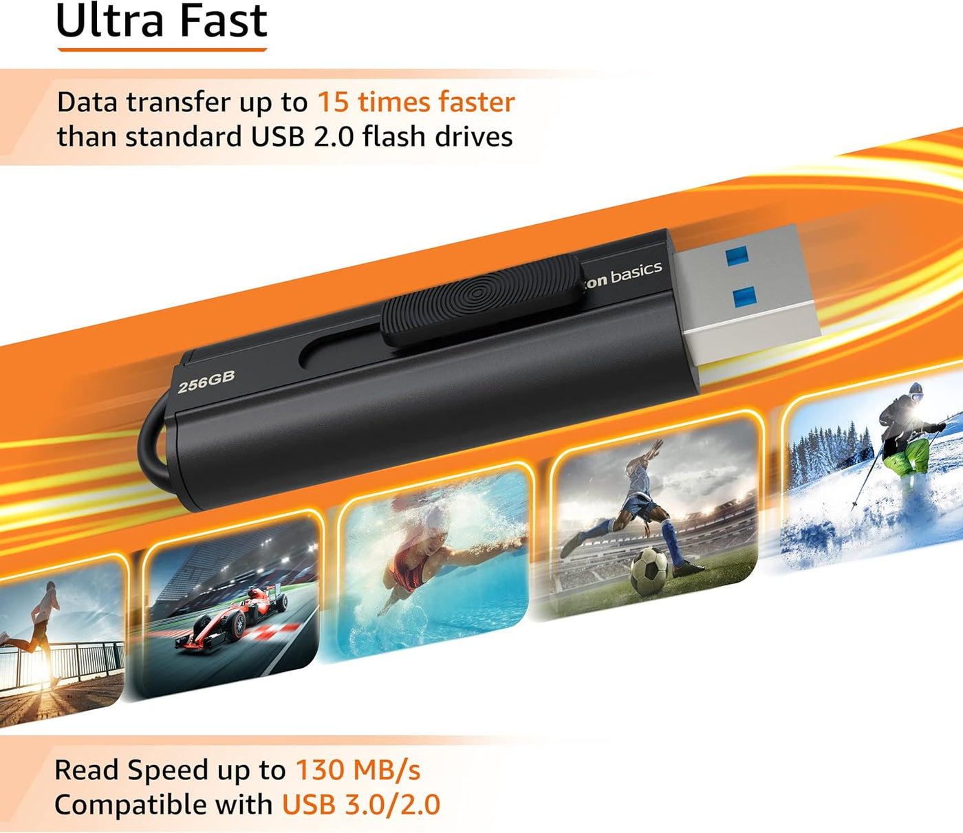 Amazon Basics 256GB Ultra Fast USB 3.1 Flash Drive
