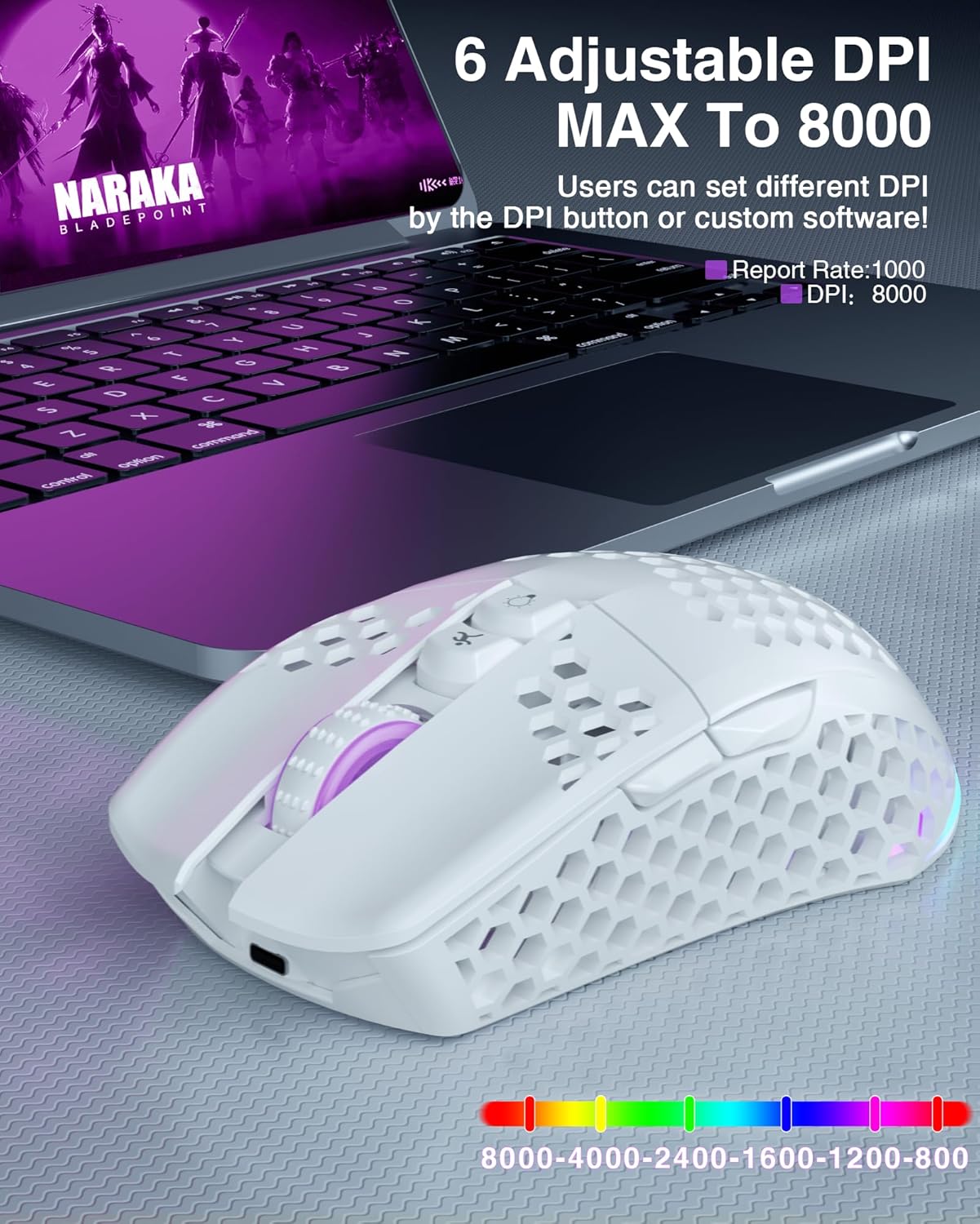 SM600 White Wireless Gaming Mouse