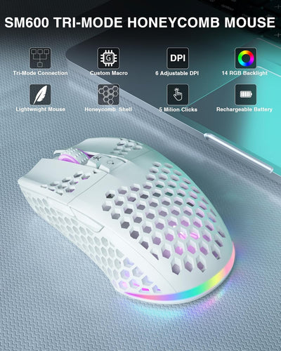 SM600 White Wireless Gaming Mouse